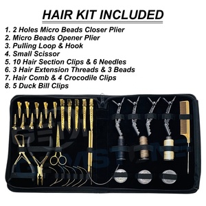 Professional Durable Reusable Stainless Steel Hair Extension <b>Tool</b> Kit Closer Opener Pliers Pulling Loop Hook Needles <b>Thread</b> - Product Image 2