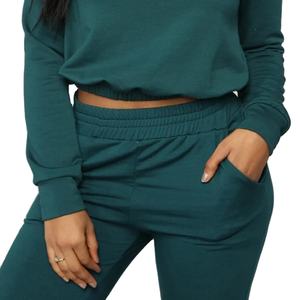 Vente chaude Ensemble de survêtement pour femmes en tissu de coton respirant Ensemble de survêtement pour femmes Vêtement décontracté doux et extensible - Product Image 3