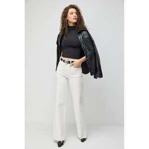 Chemise décontractée pour femmes, col rond, en mousseline de soie, tricotée, courte, devant, tailles XL, automne, printemps - Product Image 4