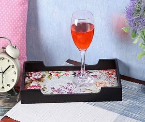 Plateau de service de luxe en laque MDF florale faite à la main avec une élégante finition verte et dorée pour la décoration de la maison et de la cuisine - Product Image 1