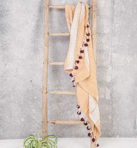 Luxury Pom Pom Design Cotton <b>Throw</b> <b>Blanket</b> Indian Decorative Different Designs Bedding for Winter Home Use From India By ITHL - Product Image 4