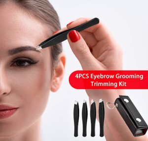 Mini outil de beauté privé de logo personnalisé d'acier inoxydable rouge noir 4pcs ensemble dans des pincettes de sourcil en vrac - Product Image 6