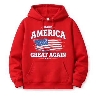 <b>Mens</b> Premium Cotton <b>Fleece</b> Hoodie Make America Great Again Printed Pullover Winter Streetwear Casual <b>Hooded</b> Sweatshirt 2026 - Product Image 2