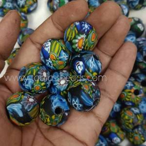 Tùy chỉnh làm thủ công Millefiori Chevron hạt hoa hạt được chế tác bằng cách sử dụng kỹ thuật làm thủy tinh truyền thống. Lý tưởng cho - Product Image 5