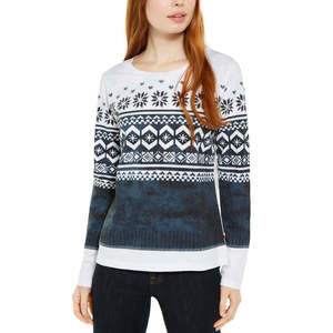 Top in Cotone Fair Isle Casual da Donna Tommy Hilfiger, Bianco, Taglia Large, per l'Inverno - Product Image 1