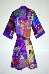 Chaqueta Kantha con estampado Floral hecha a mano, estilo Kimono japonés, ropa de playa, chaqueta de invierno Bohemia Kantha, abrigo largo con lazo multicolor - Product Image 5