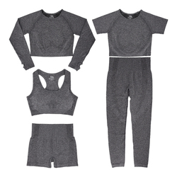 Ensemble de sport 2 pièces sans couture en Spandex/Nylon pour femme, anti-transpiration, sexy, pour l'entraînement et les activités de plein air, avec pantalon taille haute et soutien-gorge - Product Image 4
