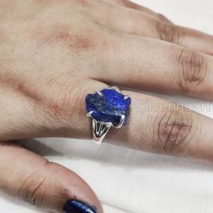 Anillo de Plata de Ley 925 con Piedra Natural de Lapislázuli, Estilo Bohemio, para Mujer, Joyería con Piedras Preciosas, Anillo de Navidad - Product Image 2