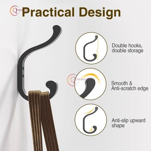 Antique Brass <b>Wall</b> Mounted <b>Coat</b> Robe <b>Rack</b> Metal Bathroom Hanger Black Color Hooks Clothes Towel Hat Hanging Home Decor Wardrobe - Product Image 4