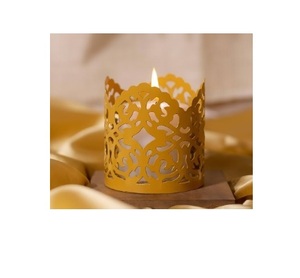 Portavelas de Metal de hierro con acabado dorado para el hogar, mesa de comedor decorativa hecha a mano, candelita de Metal dorado de lujo - Product Image 1