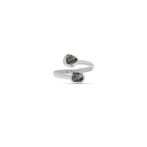 Anillo de Meteorito de Forma Natural en Plata de Ley 925 con Engaste de Puntas, Estilo Clásico para Compromiso, Aniversario y Fiesta, Paquete de 6 - Product Image 1