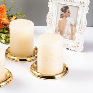 Plaque de bougie ronde en métal de décor de table or fini pour le mariage et la maison Table de dîner assiettes de bougie décoratives - Product Image 1