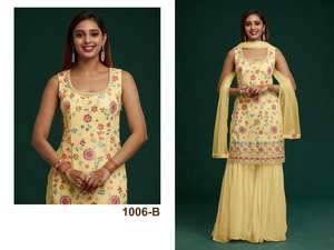 Venta al por mayor Heavy Fox Georgette diseñador bordado espejo trabajo Palazzo trajes chicas indias Salwar Kameez venta en línea competitiva - Product Image 2
