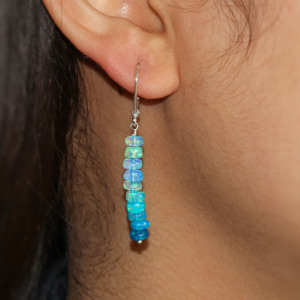 Pendientes colgantes de plata de ley 925, cuentas de ópalo Paraiba, joyería de piedra natal llena de oro amarillo para mujer, regalo de aniversario de boda - Product Image 3