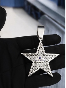 Pendentif Étoile de Luxe en Moissanite Bleue, Bijoux Hip Hop Sertis de Pierres en Argent 925 avec Passant Taillé Diamant - Product Image 6