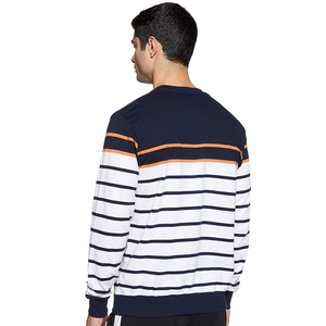 เสื้อสเวตเตอร์ลายทางของผู้ชายดีไซน์ตามสั่งเสื้อแฟชั่นคอกลมลำลองพิมพ์โลโก้อย่างมีสไตล์ผลิตในบังคลาเทศ - Product Image 4