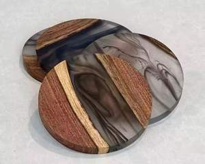 New Trendy Design Flatware Resin Wooden Joined Tea <b>Cup</b> <b>Mats</b> Pads Wholesale Price Handicrafts Item Tableware Dinnerware Coaster - Product Image 6