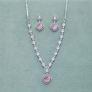 ชุดสร้อยคอเพชรคลาสสิกดีไซน์หรูหราแบบอเมริกันสร้อยคอแฟชั่นชุบโรเดียมคุณภาพสูง - Product Image 4