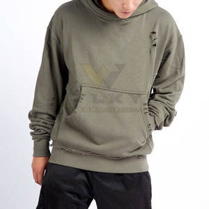 Nouveau Style hommes thermique grande taille sweats à capuche 100% coton polaire en détresse tenue décontracté en relief col à capuche hiver 2 pièces - Product Image 1