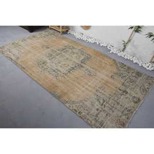 พรมวินเทจขนาด 4.7x9.3 ฟุต พรมตุรกีขนาดใหญ่ พรมขนสัตว์ลายดอกไม้สีเบจฟ้า - Product Image 4