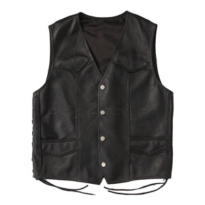 Bonne qualité 100% cuir fait mode gilet prix raisonnable hommes vêtements gilet en cuir en Stock - Product Image 1