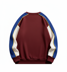 Sweat-shirt rétro pour homme, col rond, patchwork brodé, effet délavé, chaud, tissé, personnalisable, vente en gros, collection automne 2025 - Product Image 2