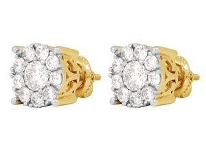 Pendiente de tuerca de diamante de moissanita de corte redondo de calidad Premium de plata de ley para mujer, joyería helada para cada ocasión - Product Image 1