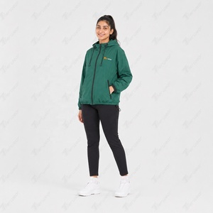 Chaqueta Ligera Impermeable y Cortavientos con Capucha Verde para Mujer, con Bolsillos con Cremallera, de Poliéster, para Invierno - Product Image 4