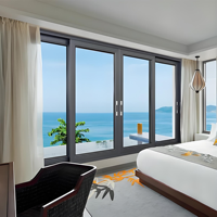 Ventanas Corredizas Grandes de Aleación de Aluminio para Balcones, Ventanas Corredizas de Vidrio Templado de Lujo Hechas a Medida para Hoteles y Villas, para Apartamentos