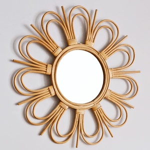 Miroir rond en rotin fait à la main de style asie du sud-est, miroir mural encadré pour la maison, hôtel, café, mariage, fabriqué au Vietnam - Product Image 2