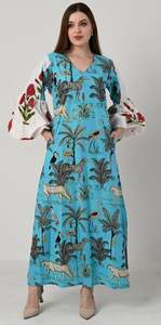 Wholesale Low Price Vintage Embroidered Handmade Cotton Puff Sleeve Boho Best Quality Printed Embroidery <b>Long</b> Ukrainian <b>Dress</b> - Product Image 2