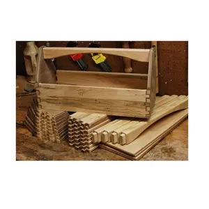 منظم أدوات خشبية للعلبة مع فتحات جانبية للكماشة وحاوية الأزاميل لتخزين الطعام