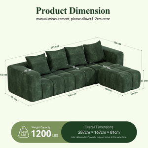 Modern Luxury Chenille L-Shaped Modular Sofa Meroow MS2 Tofu <b>Block</b> Tufted Sectional Couch Wood-Free Silent Compressed Sofa Set - Product Image 6