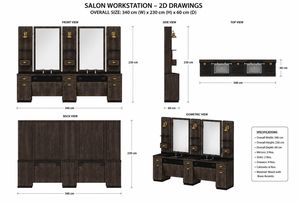 Decorsall Modelo 85 Mueble de Barbería Moderno de Lujo en Madera con Doble Espejo y Lavabo, Mueble Comercial para Salón - Product Image 2