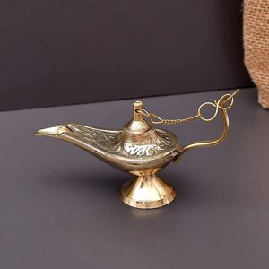 Top Sale Small <strong>Aladin</strong> Lamp Home Table Decor Crafts Sculpture Metal Gold Brass Decorative Office Sculpture Products - Product Image 6
