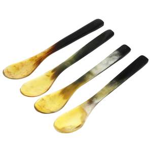 Ensemble de 4 cuillères à couverts en corne à long manche Outils de couverts pour salade Ustensiles de cuisine Vaisselle de table Utilisation idéale à de nouveaux prix - Product Image 1