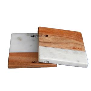 Bar hogar creativo mármol y madera empalme madera forma cuadrada posavasos bambú personalizado taza posavasos Navidad Vintage posavasos - Product Image 1