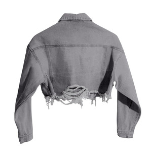 Chaquetas de mujer recortadas Jean moda corta genuina chaqueta de mezclilla ligera ajustada elástica con bolsillos ropa de moda - Product Image 5