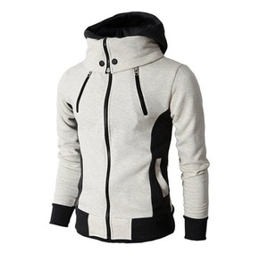 Venta al por mayor cremallera doble slim fit Sudadera con capucha sólida para los hombres - Product Image 1