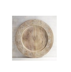 Assiettes solides faites à la main en bois d'acacia de forme ronde et écologique pour gâteau aux fruits et à dessert, artisanat fait à la main pour assiette de chargement - Product Image 1