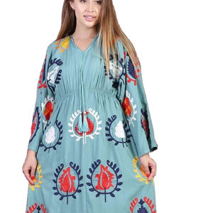 ชุดเดรสแมกซี่แฟชั่นสูงปักลาย,ชุดเดรสกระโปรงยาวด้านหน้าเดรสสไตล์ยิปซีผ่าหน้าสไตล์โบโฮปี2023 - Product Image 1