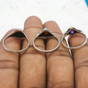 Bague en pierre naturelle plaquée argent 925 déclaration délicate ovale cadeau pour femme article 7x9mm bague en pierre - Product Image 3