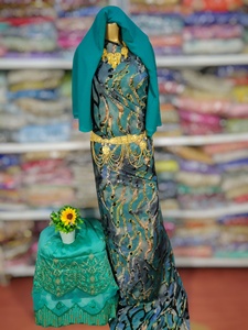 Robe de cérémonie pour filles, de qualité supérieure, aspect haut de gamme, tendance, en velours somalien, Maqbal Dirac, jacquard, slub - Product Image 6