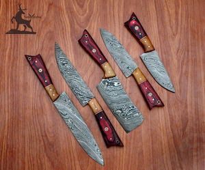 Vente en gros Ensemble de couteaux de cuisine en acier Damas avec étui en cuir pour cadeau Support personnalisé OEM - Product Image 3