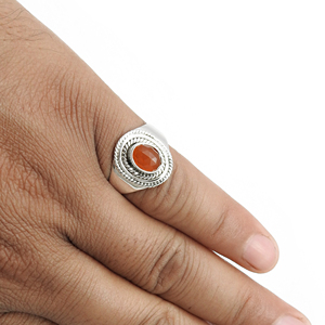 Anillos finos de Plata de Ley 925 de lujo, piedras preciosas de cornalina originales, joyería de piedra natal de moda para mujer a precio de fábrica - Product Image 3