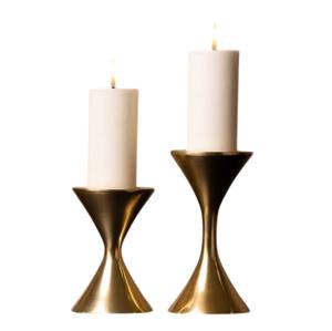 Ensemble de 3 bougeoirs en métal de luxe moderne, élégants, plaqués nickel, pour une décoration élégante de la maison et des mariages - Product Image 3