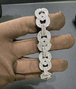 VVS Moissanite 925 <b>Sterling</b> <b>Silver</b> <b>Bracelet</b> 14MM 8 Inches Diamond Genre <b>Bangles</b> & <b>Bracelets</b> - Product Image 5