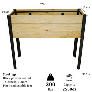Maceta de madera personalizada para exteriores con patas de acero recubiertas de polvo, cama de jardín de madera rectangular para uso doméstico - Product Image 5