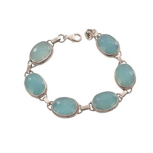 Pulseras de Moda Contemporáneas de Plata de Ley 925 con Incrustaciones de Piedras de Ágata Azul 100% Naturales para un Estilo Moderno en el Día a Día - Product Image 3