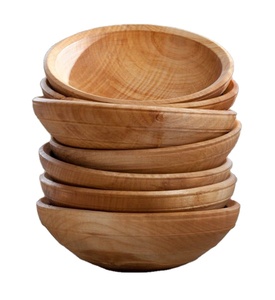 Bol de service à salade en bois d'acacia naturel de style antique plateau rond fait à la main pour pâte à fruits et légumes en gros - Product Image 1